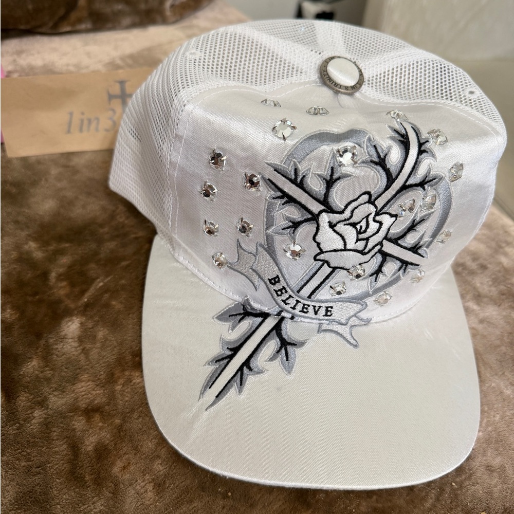 Trinity Classic White Hat with Black Detail